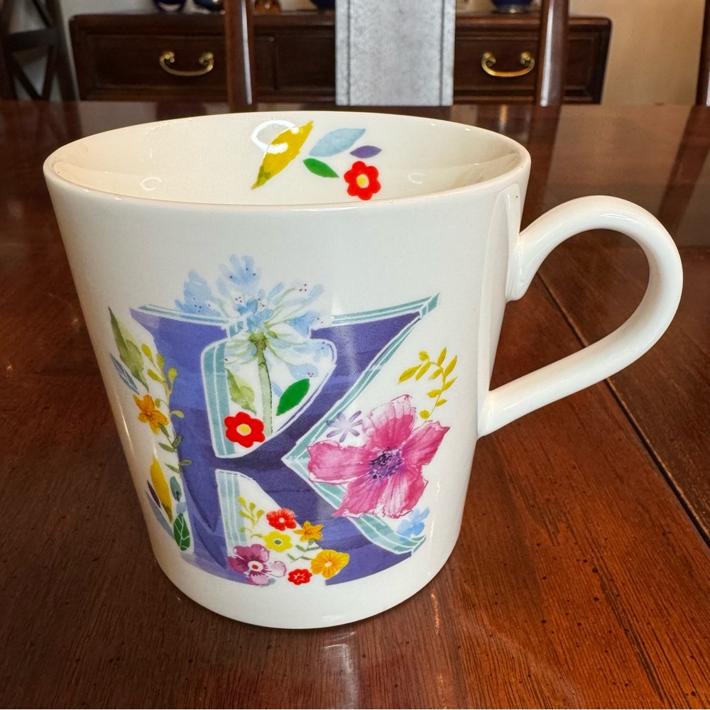 Monogram K Floral Coffee Tea Mug Cup